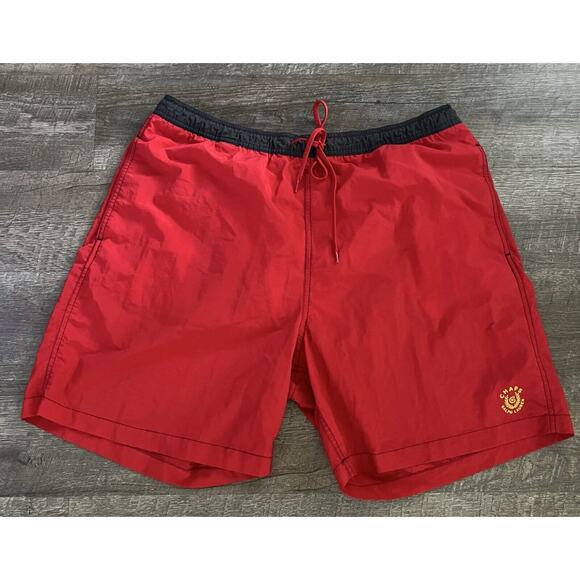 Vintage Chaps Ralph Lauren Swim Trunks Adult XL Blue Red Swimsuit Shorts Logo - Picture 1 of 5